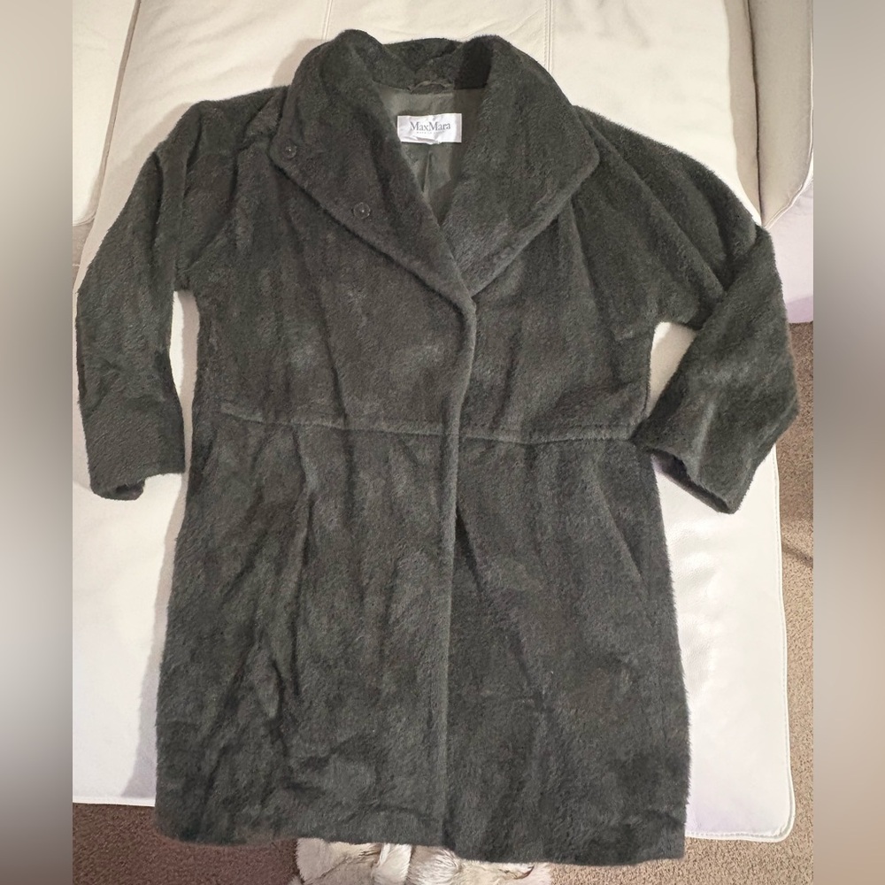 MaxMara Dark Gray Alpaca Teddy Coat